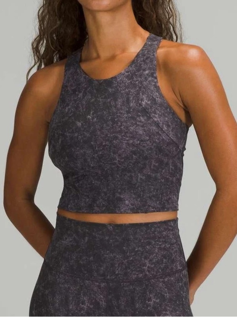 lululemon athletica Marble-Print Crop Tank - Charcoal Gray